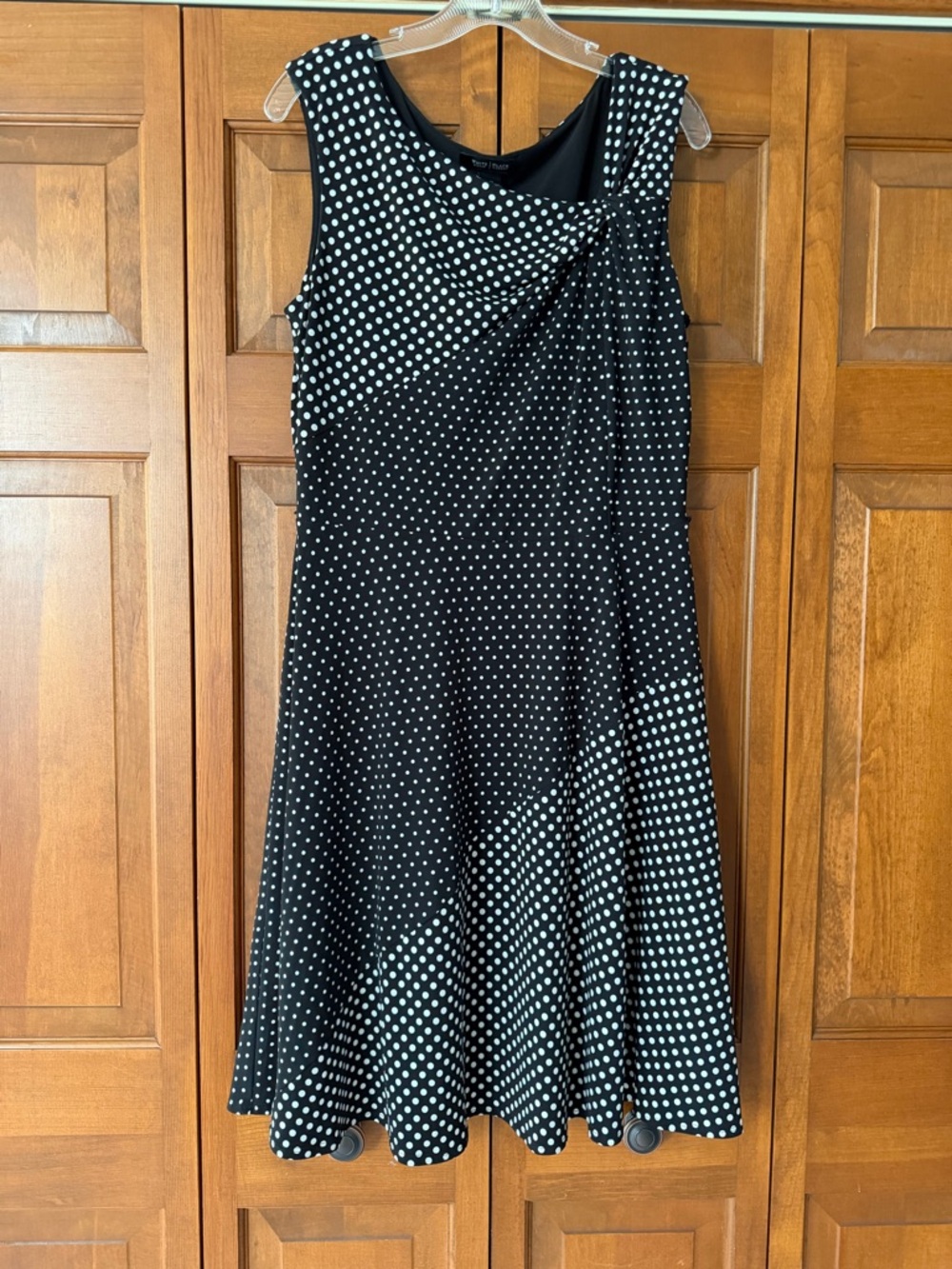 White House Black Market Black and White Polka Dot Midi Dress